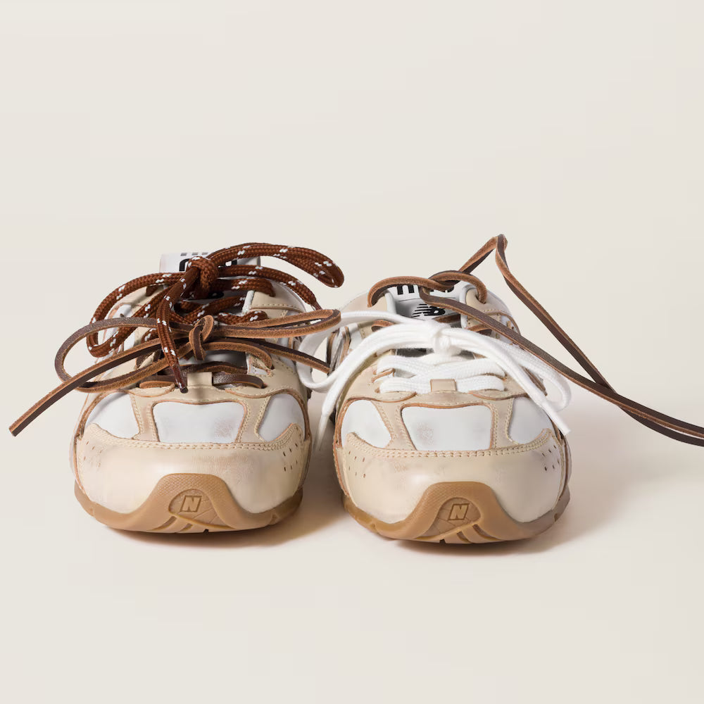 530 SL Mules – Bleached Leather & Gum Sole Travertine Gray White Edition