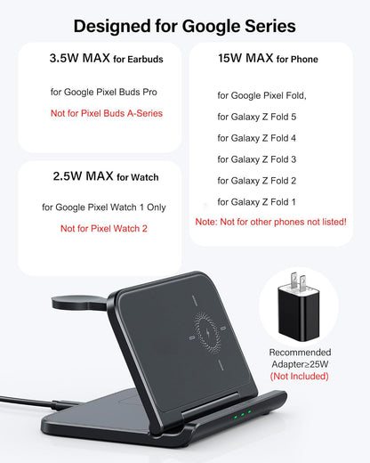 3 In 1 Fast Wireless Charger for Google Pixel Fold Series