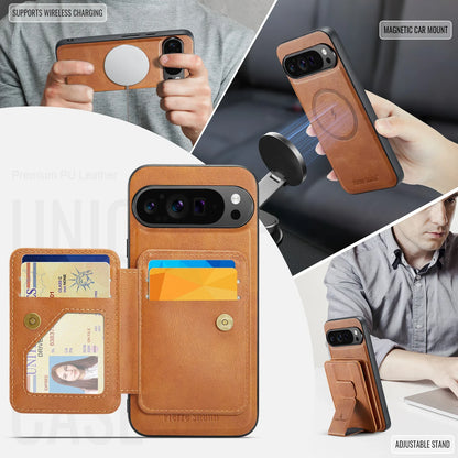 Leather Case with Detachable Magnetic Wallet For Pixel Series