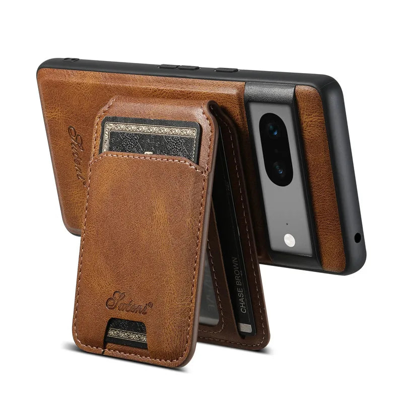 Leather Magsafe Case with Wallet For Pixel Series