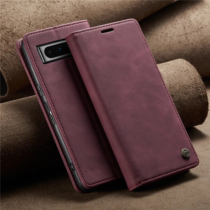 Magnetic Leather Case with Card Holder for Google Pixel Series