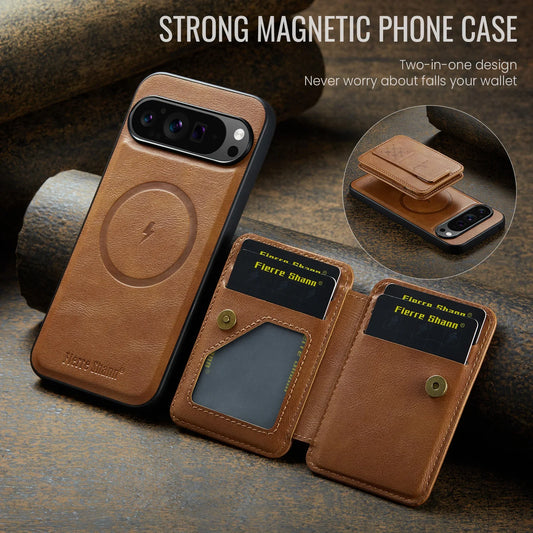 Leather Case with Detachable Magnetic Wallet For Pixel Series